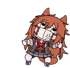 Chibi anime girl with fox ears and mask