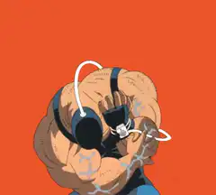 Muscular wrestler flexing and screaming