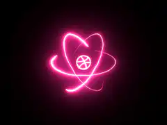 Pink neon atom with basketball