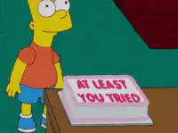 Bart Simpson throws cake in trash