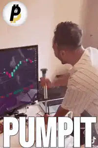 Man pumping Bitcoin chart