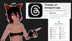 Anime girl pointing at Threads app privacy policy