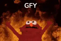 Elmo surrounded by fire