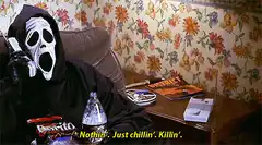 Ghostface chilling with Doritos
