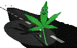 pixel art weed leaf driving a car