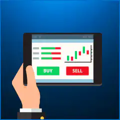Hand choosing buy or sell on stock chart