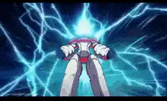 Goku powering up with blue lightning