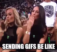 Woman blowing kiss to bearded man