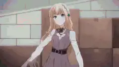 anime girl dancing indoors and outdoors