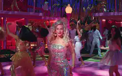 Margot Robbie Barbie dancing in pink