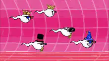 Party ghosts dancing in a pink tunnel