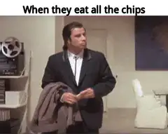 John Travolta confused when they eat all the chips
