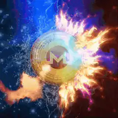 Monero coin on fire and ice
