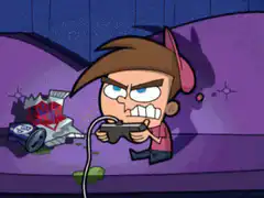 Timmy Turner playing video game angry