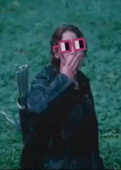 Katniss Everdeen with pixelated sunglasses