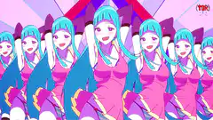 Anime girls dancing in pink outfits