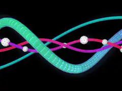 Colorful DNA strands with spheres
