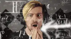 man overwhelmed by math equations