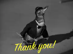Duck in tuxedo saying thank you