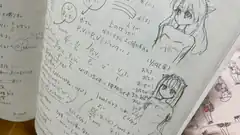 anime girl doodles on chemistry notes