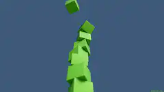 Green cubes stacking and falling