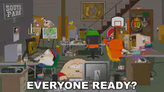 South Park kids in messy room everyone ready