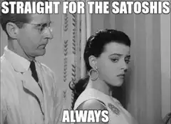 Woman hugs man straight for the satoshis always