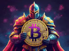 Knight holding Bitcoin coin