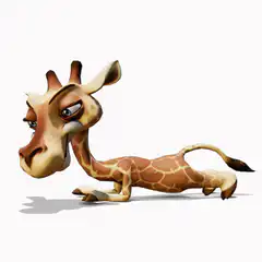 3d giraffe doing pushups