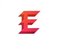 Red geometric E logo animation