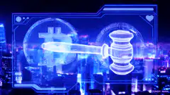 Bitcoin gavel hologram animation