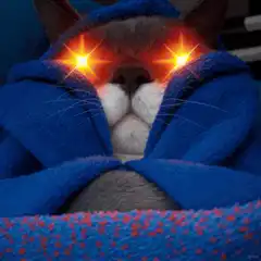 Cat with glowing orange eyes