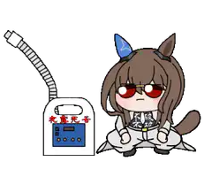 Chibi character with vacuum cleaner