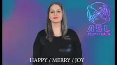 ASL sign for happy, merry, joy