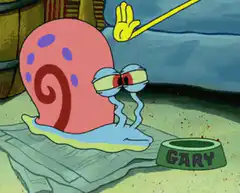 Gary the snail crying while being petted