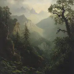 Animated mountain landscape painting
