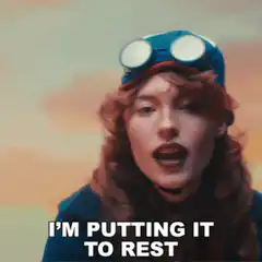 Woman in goggles saying I'm putting it to rest
