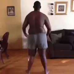 Man dancing in living room