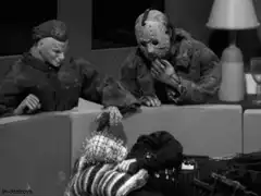 Michael Myers and Jason Voorhees watching Freddy Krueger