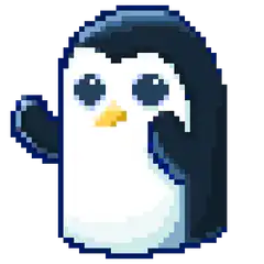 pixel art penguin waving
