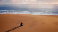 Person sitting on a beach