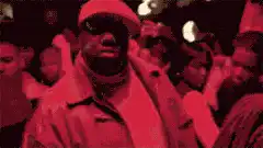 Biggie Smalls nodding in red light