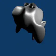 3D blob character on changing background