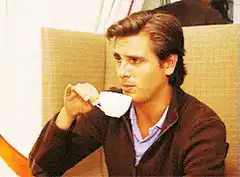 Christian Bale drinking tea