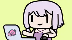 chibi girl using laptop