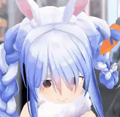 Blue haired anime girl with bunny ears