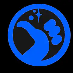 Blue hand holding orb with sparkle