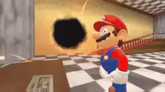Mario gets sucked into a black hole