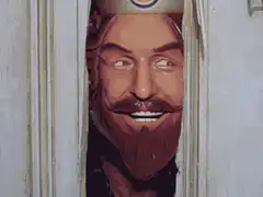 Burger King peeking at girl with food