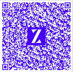 Blue QR code with Z logo